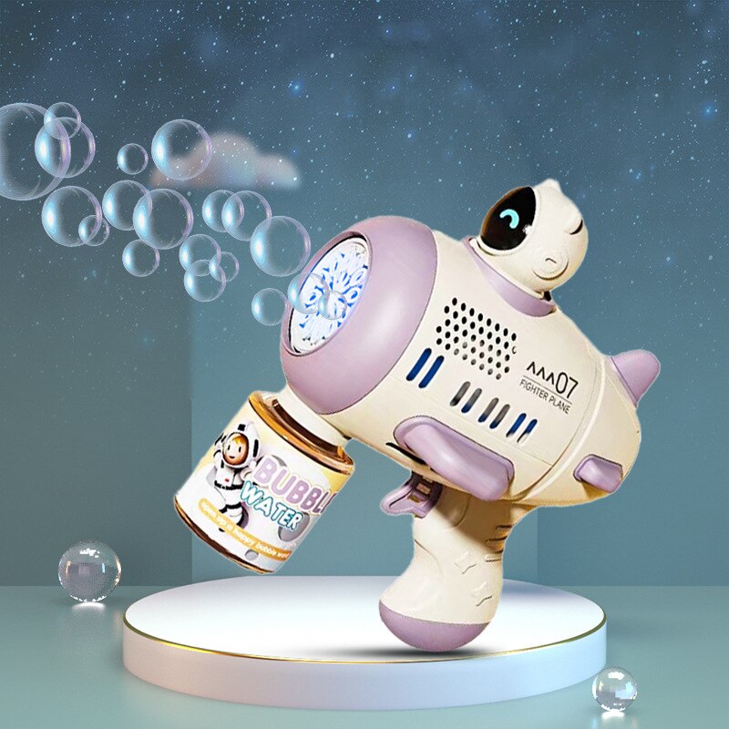 Bubble Gum Machine - 紫色のバブルマシン子供用自動バズーカバブル軽いバブルブロワー付き子供用シャボン玉屋外おもちゃスペースマン