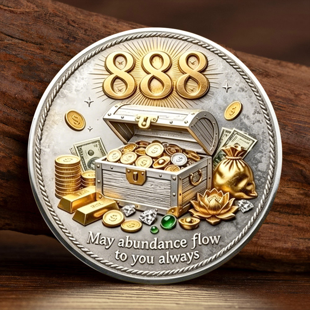 Token Coin Mechanism - 2D金銀メッキ888エンジェルナンバー豊かさのコイン宝庫記念トークン無限の富幸運コレクターズアイテム