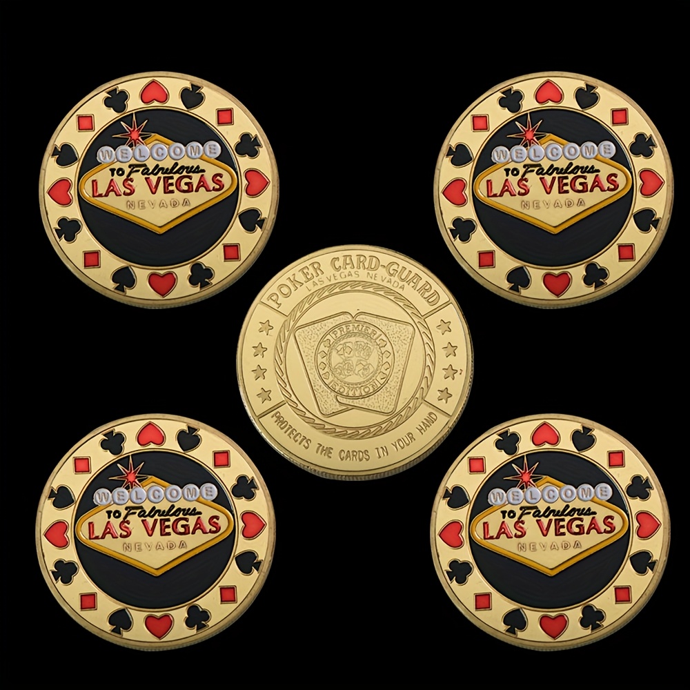 Token Coin Mechanism - 5 個ネバダ州ラスベガスへようこそポーカーチップカジノラッキーポーカーカードガードプロテクターお土産トークンコインコレクションパーティーギフト