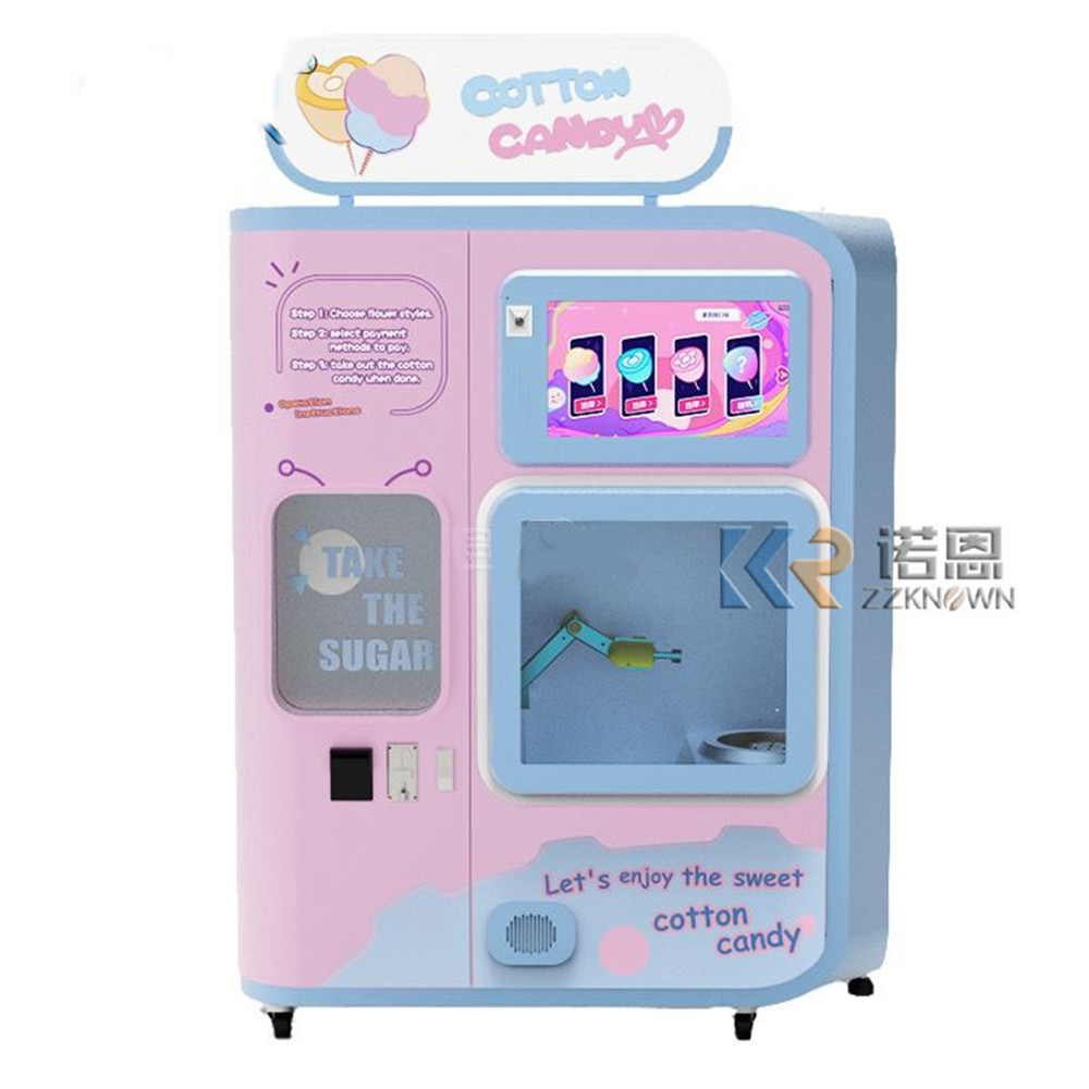 Candy Vending Machine - 工場直販高品質業務用最新カラフルクラウドロールピンクフロスフラワー自動綿菓子製造販売機