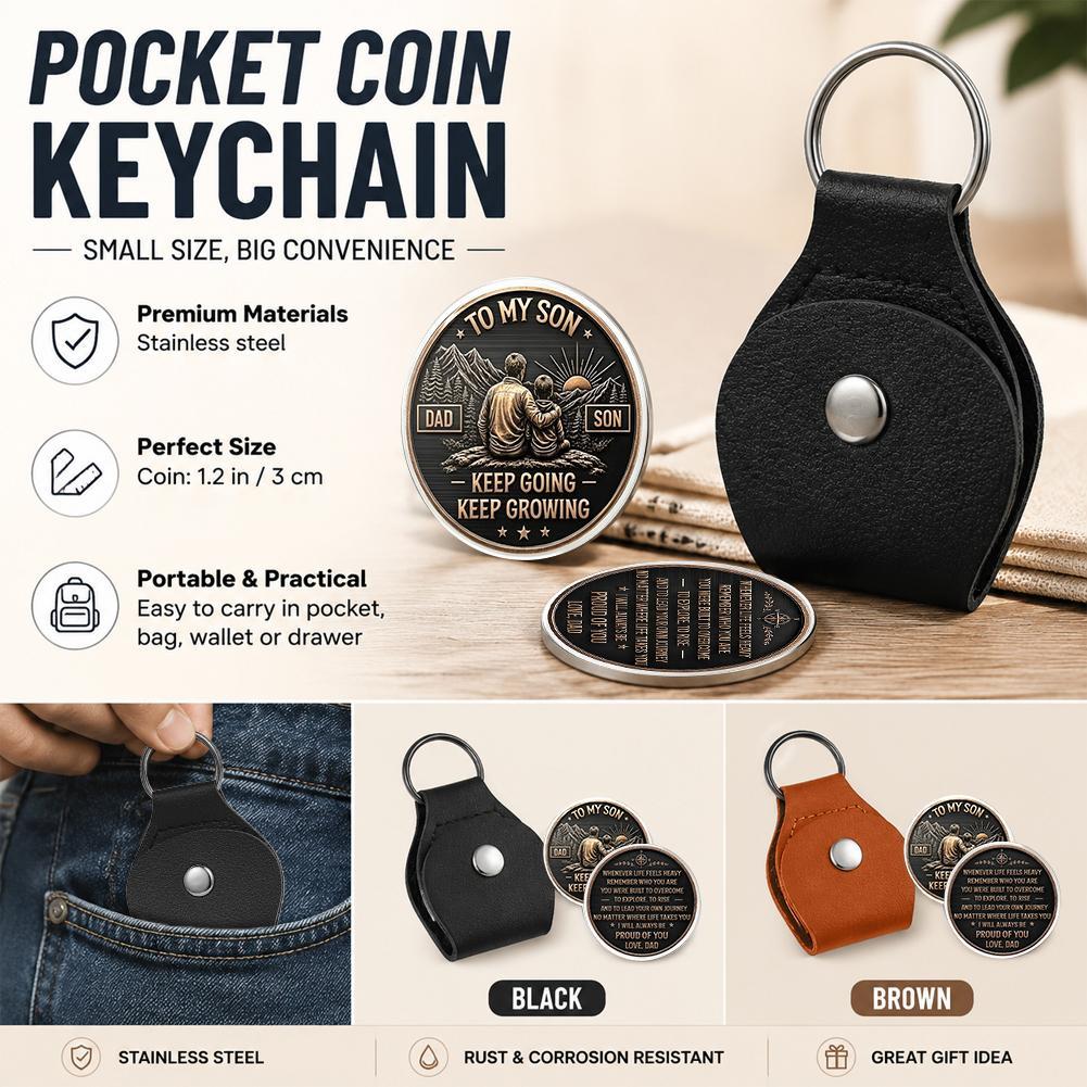 Token Coin Mechanism - ポケットハグトークンギフト、息子、娘、兄弟への贈り物、革製キーホルダー、金属製励ましチャレンジコイン、感動的な誕生日記念品
