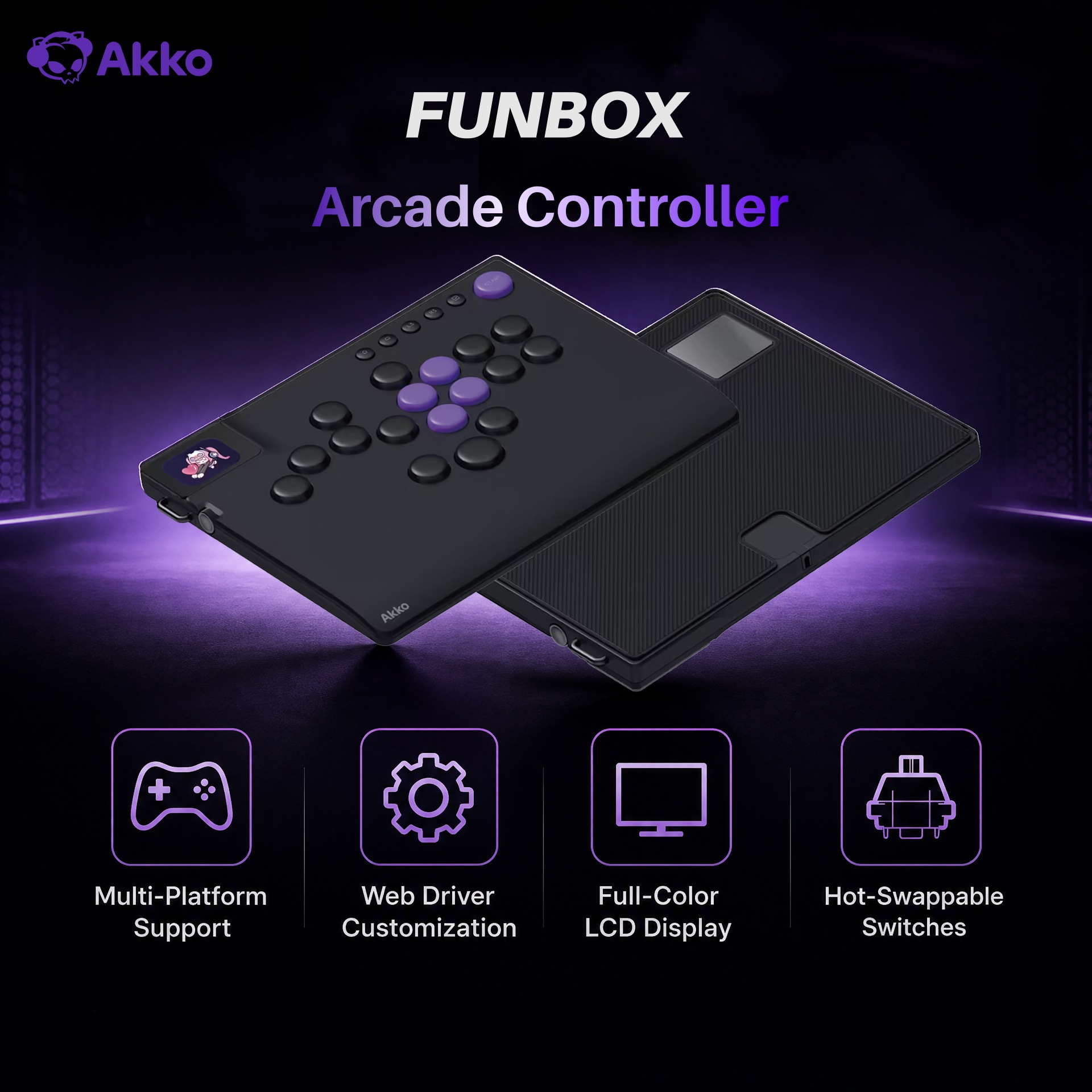 Arcade No - Akko FUNBOX マグネティックレバーレスヒットボックスコントローラー スティックレスアーケードコントローラー キーボード PC/PS5/PS4