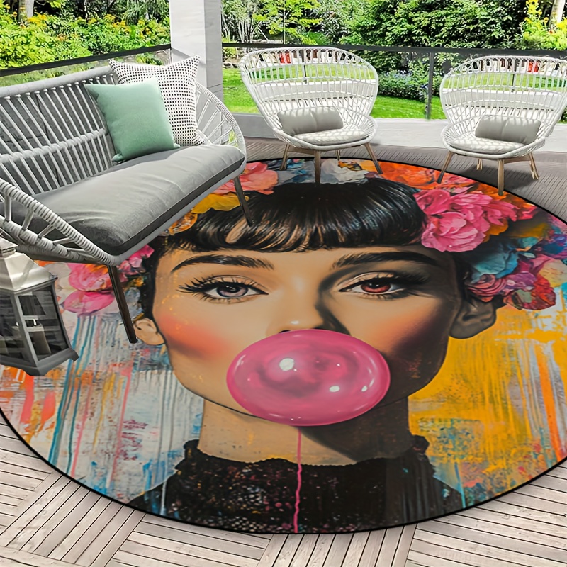 グラフィティアート 花柄の頭を持つ女性 ピンクのバブルガム  - Bubble Gum Machine のレビューと価格