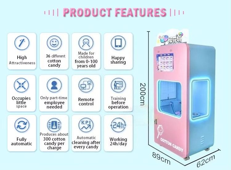 屋外全自動綿菓子製造販売機 36種類の花型スマート現金硬貨挿 - Candy Vending Machine のレビューと価格