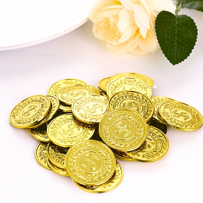 50個入り ゴールデンコイン プラスチック製 プレイ用金貨  - Arcade Game Coin のレビューと価格